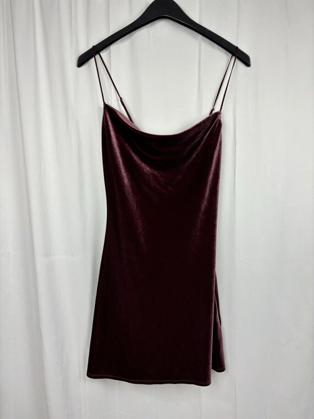 Abercrombie & Fitch Adjustable Spaghetti Burgundy Velvet Mini Dress Stretch XS